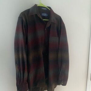 Men’s Pendleton flannel lodge shirt vintage colors grey/maroon/black/olive.